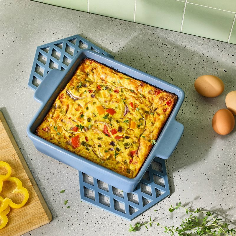 Silicone Trivet Blue - Figmint™: Heat-Resistant Silicone, Dishwasher-Safe, 8" Square for Hot Dishes