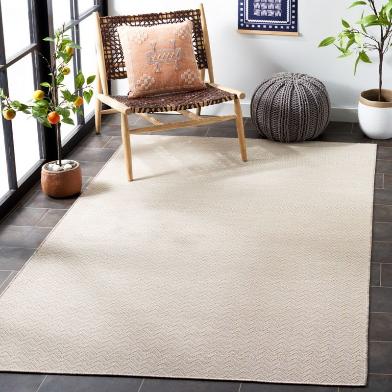 Hampton HTN233 Power Loomed Indoor/Outdoor Area Rug - Beige/Ivory - 6'5"x6'5" - Safavieh..
