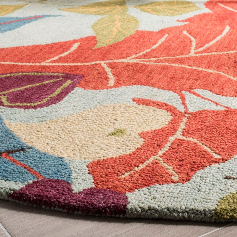 Blossom BLM674 Hand Hooked Area Rug - Blue/Multi - 4' round - Safavieh.