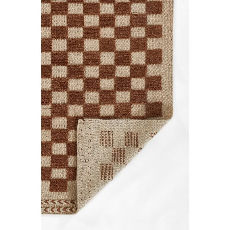 Momeni 2'6"x8' Willow Check Handwoven Runner Rug Brown: Wool, Low Pile, Classic Pattern, Indoor Use, Handmade