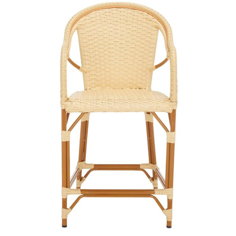 California Counter Stool With Arms - Indoor/Outdoor - PAT7533 - Natural - Safavieh