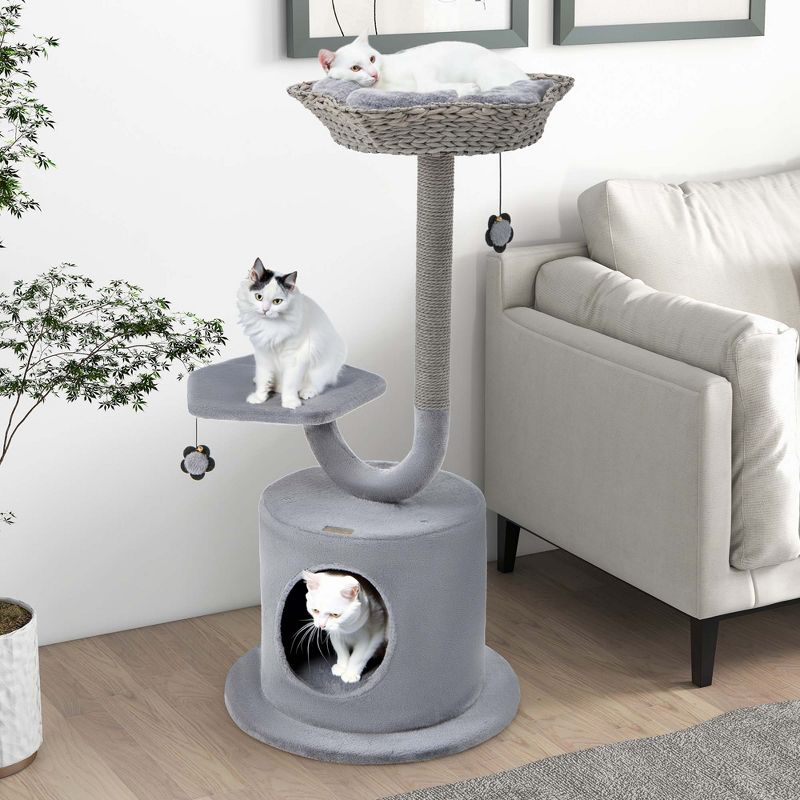 Costway 42'' Cat Tree Tower 3-Layer Activity Center with Scratching Post Condo & 2 Perches