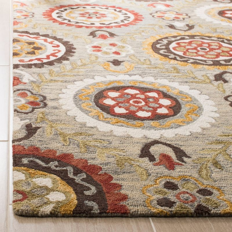 Suzani SZN374 Hand Hooked Indoor Area Rug - Grey/Multi - 8'x10' - Safavieh