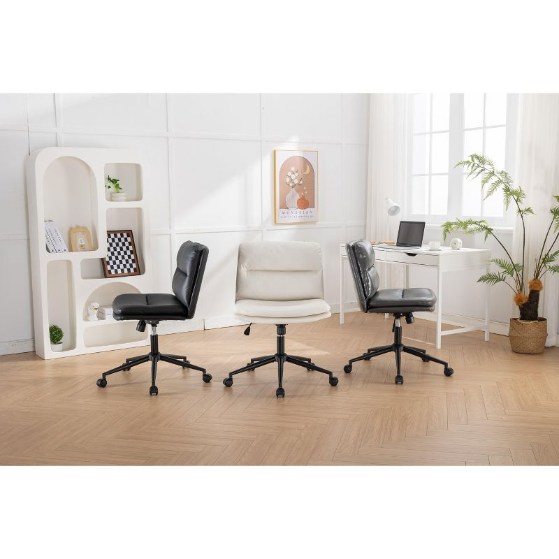 Roundhill Furniture Bizerte Adjustable Swivel Criss Cross Chair, Wide Seat Office Chair Gray