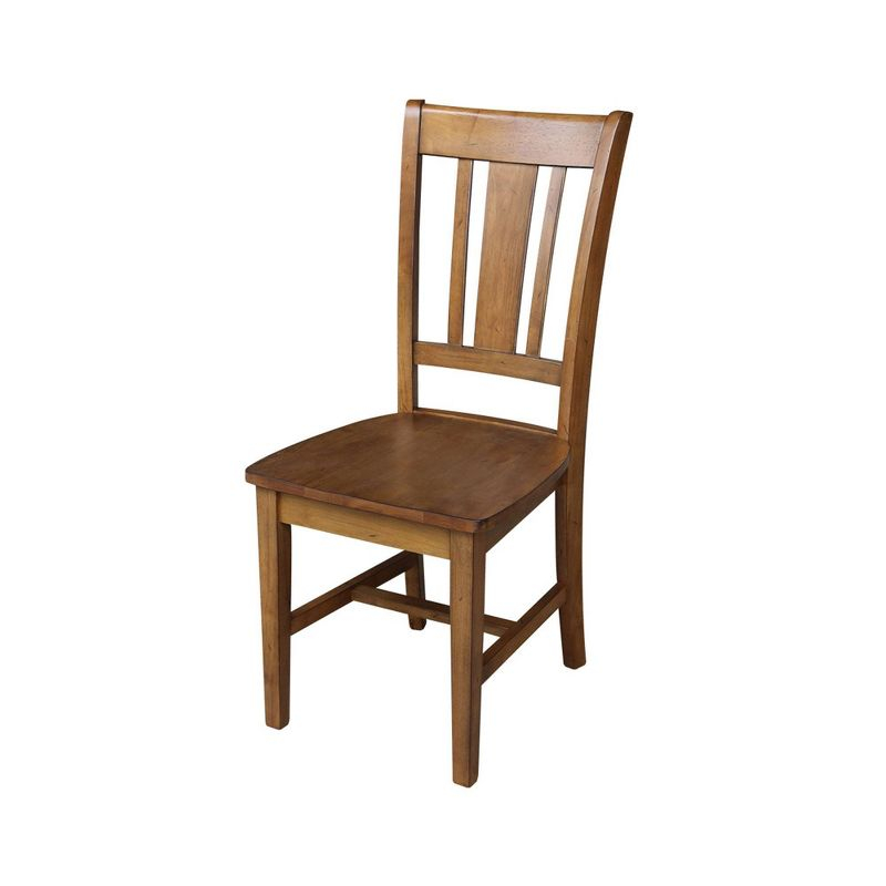 Set of 2 San Remo Splatback Chairs Pecan - International Concepts: Solid Wood, Unupholstered