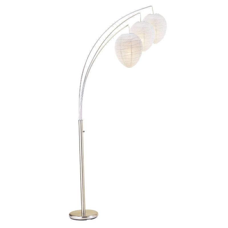 Belle Arc Lamp Silver - Adesso: Chrome Poles, White Rice Paper Lanterns, Multi-Head, ETL Listed