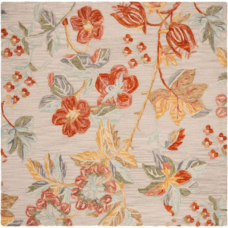 Blossom BLM458 Hand Tufted Area Rug - Grey/Red - 4'x4' - Safavieh.