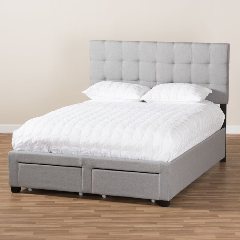 Queen Tibault Modern and Contemporary Fabric Upholstered Storage Bed Gray - Baxton Studio
