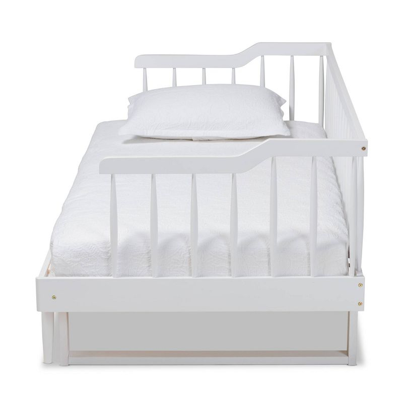 Baxton Studio Twin to King Muriel Expandable Spindle Daybed White : Contemporary Style, No Box Spring Needed