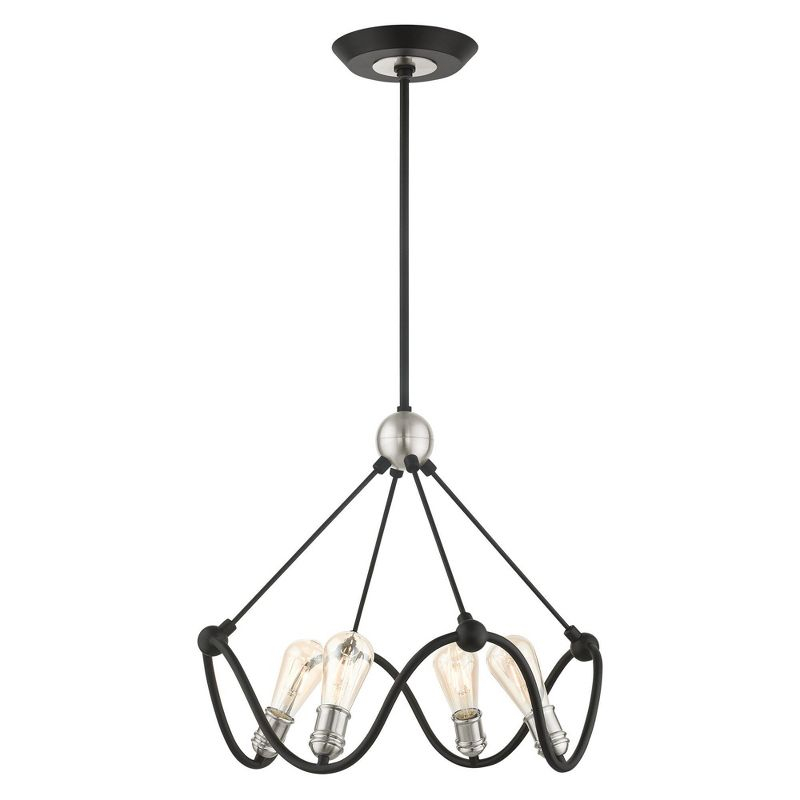 Livex Lighting Archer 4 - Light Chandelier in  Textured Black/Brushed Nickel