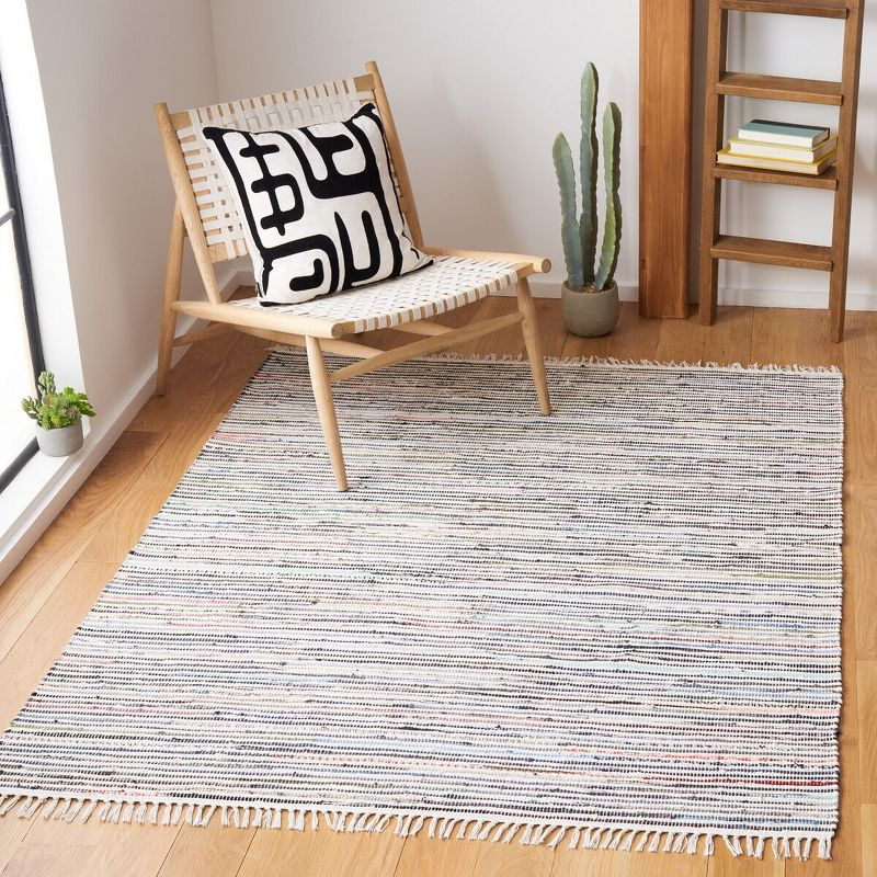 Rag Rug RAR125 Hand Woven Indoor Area Rug - Ivory/Multi - 4'x6' - Safavieh.
