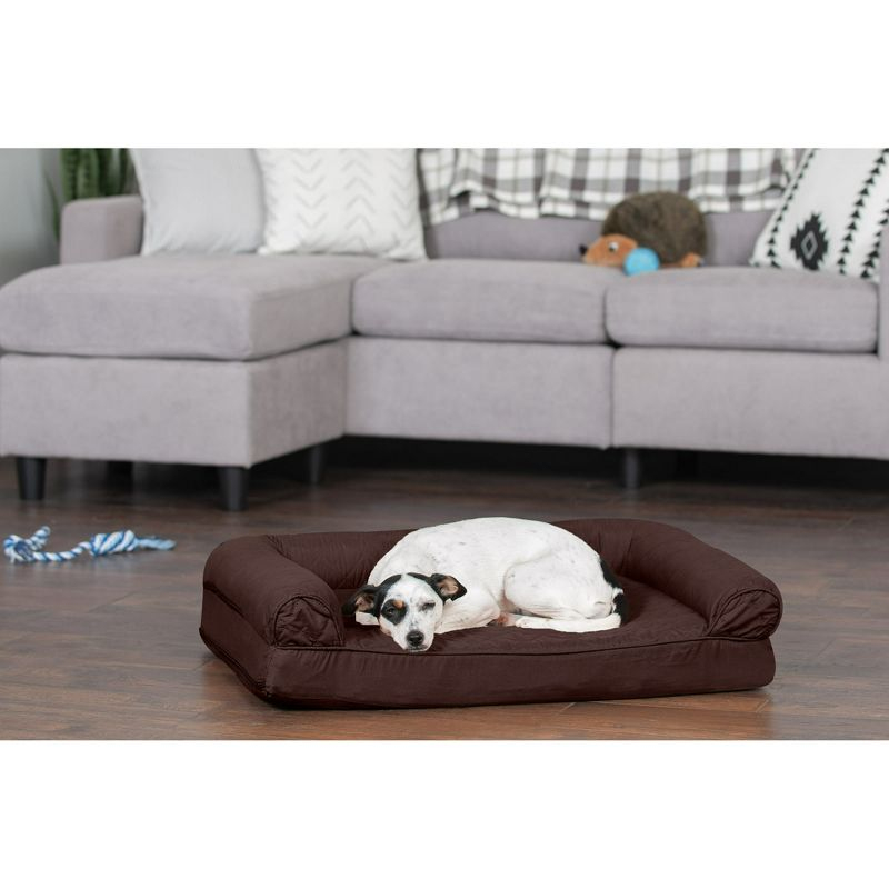 FurHaven Medium Quilted Full Support Sofa Dog Bed - Coffee