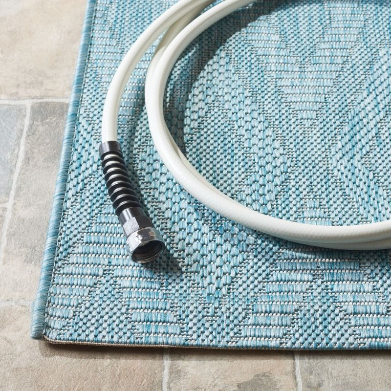 Courtyard CY8522 Power Loomed Indoor and Outdoor Area Rug - Aqua/Aqua - 6'7"x6'7" - Safavieh