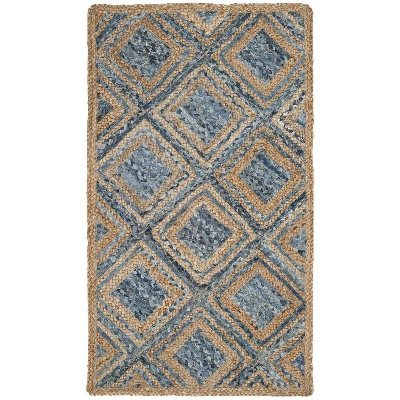 Cape Cod CAP354 Woven Indoor Runner Rug - Natural/Blue - 2'3"x14' - Safavieh