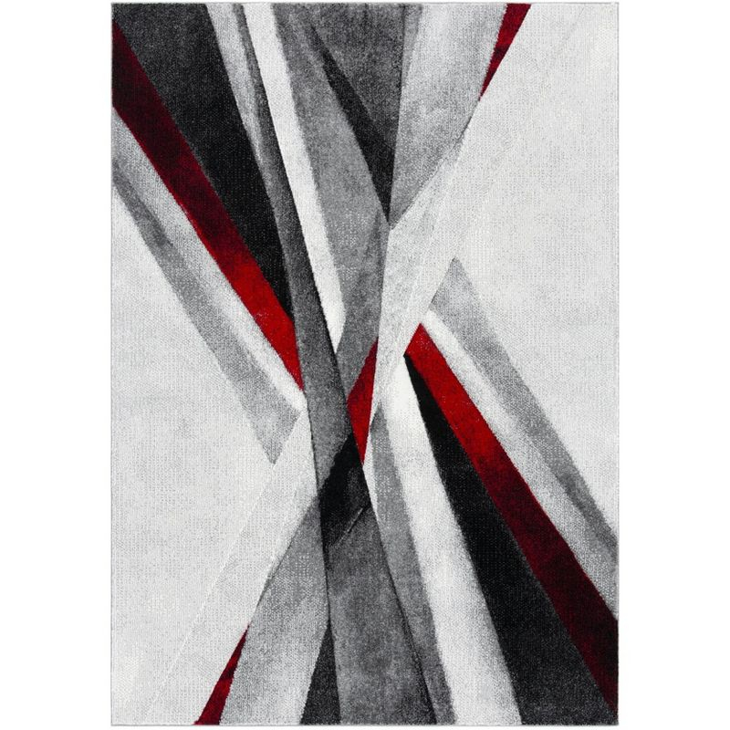 Hollywood HLW710 Machine Made Accent Rug - 2'7"x5' - Grey/Red - Safavieh