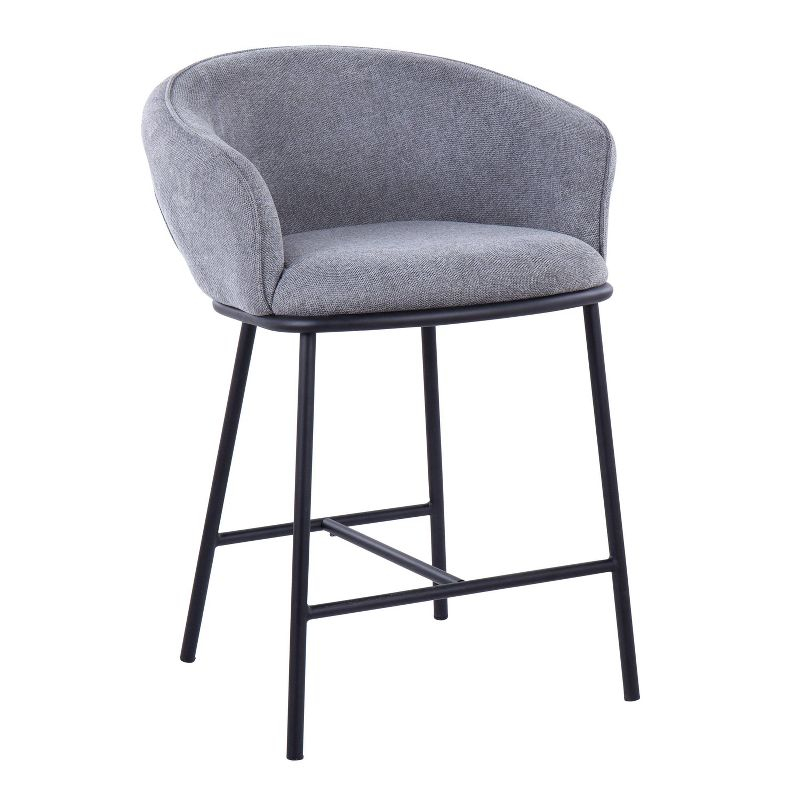 Set of 2 Ashland Counter Height Barstools Gray - LumiSource: Upholstered, Steel Frame, 250lb Capacity