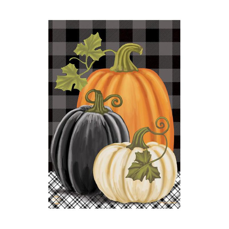 Checkered Pumpkins Autumn House Flag Primitive Fall 28" x 40" Briarwood Lane