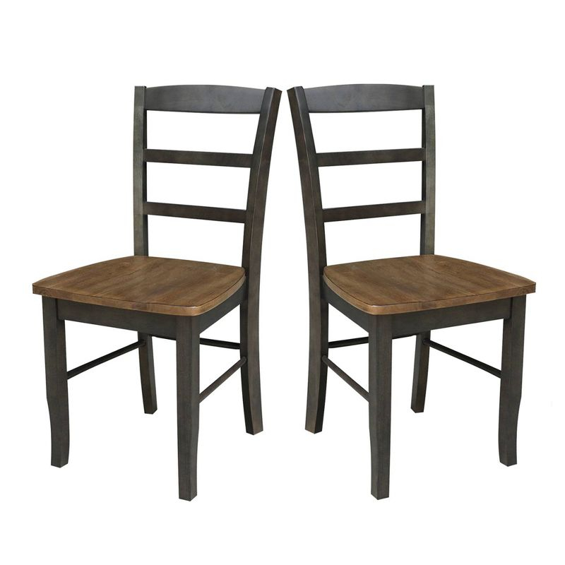 Set of 2 Madrid Ladderback Chairs Hickory/Washed Coal - International Concepts: Solid Wood, Unupholstered