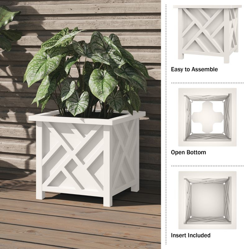 Pure Garden 15.5" Lattice Planter Box, White