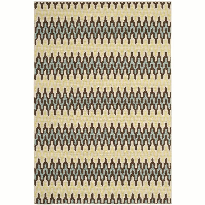 Hampton HAM518 Indoor/Outdoor Machine Made Accent Rug - 2'7"x5' - Light Blue/Green - Safavieh