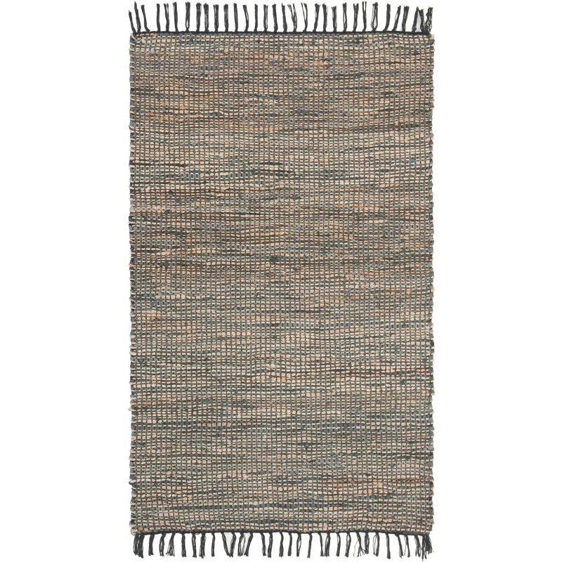 Vintage Leather VTL203 Hand Woven Indoor Accent Rug - Grey - 2'x3' - Safavieh