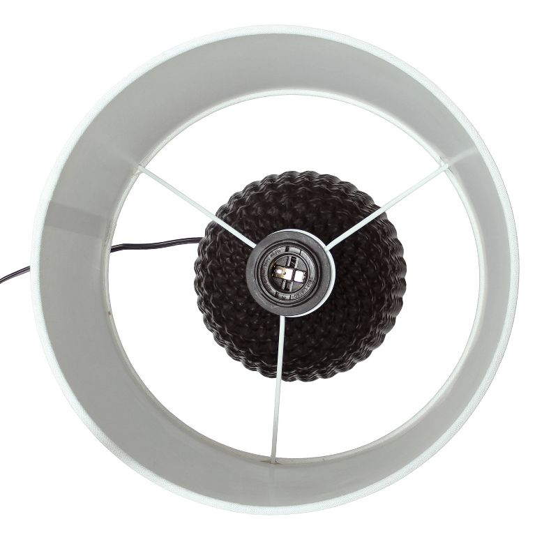 20.4" Traditional Ceramic Purled Texture Bedside Table Desk Lamp with White Fabric Drum Shade Black - Simple Designs: ETL Listed