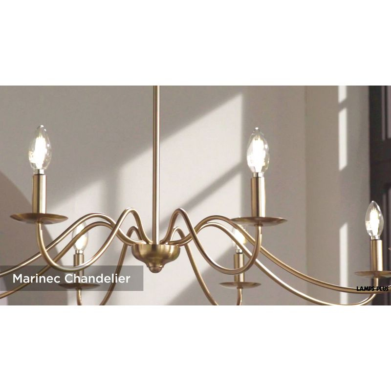 Franklin Iron Works Soft Gold Chandelier 42" Wide Farmhouse Rustic Bent Arms 8-Light Fixture for Dining Room Living House Home Foyer Kitchen Island