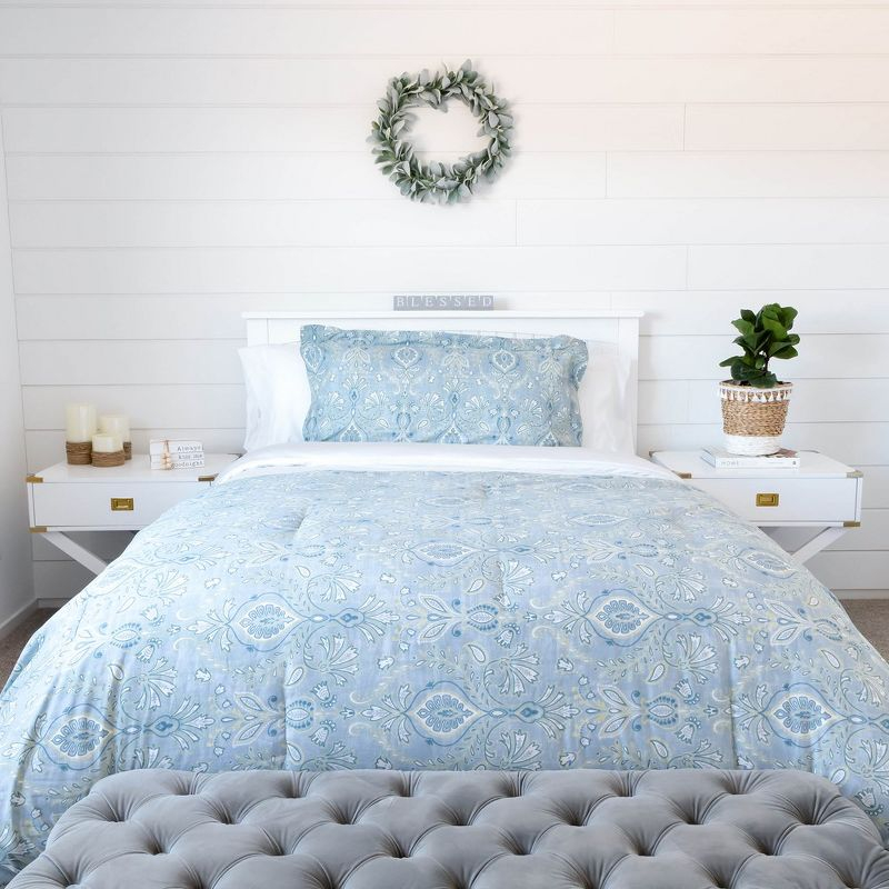 Southshore Fine Living Paisley Grace Oversized 2-Piece Comforter Set with sham Blue Twin / Twin XL