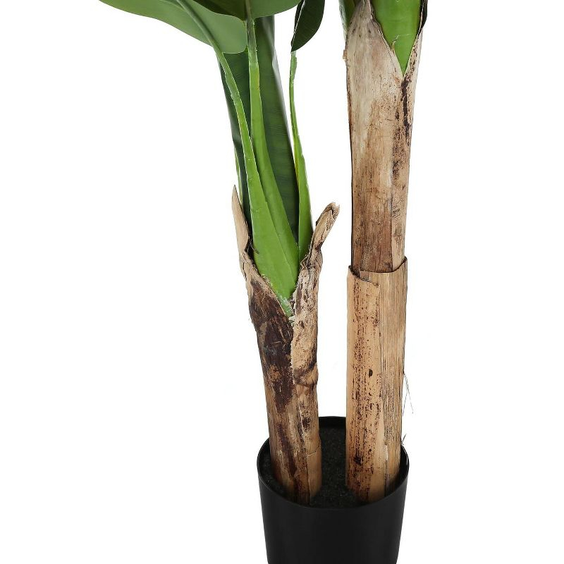 Monarch Specialties Artificial Plant 55 inch Tall Banana Tree Indoor Faux Fake Floor Greenery Potted Real Touch Decorative Green Leaves Black Pot