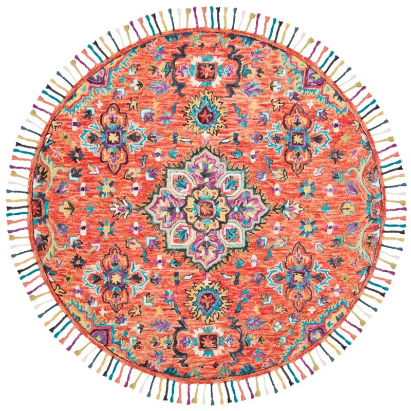 Aspen APN118 Hand Tufted Indoor Area Rug - Red/Gold - 5' Round - Safavieh