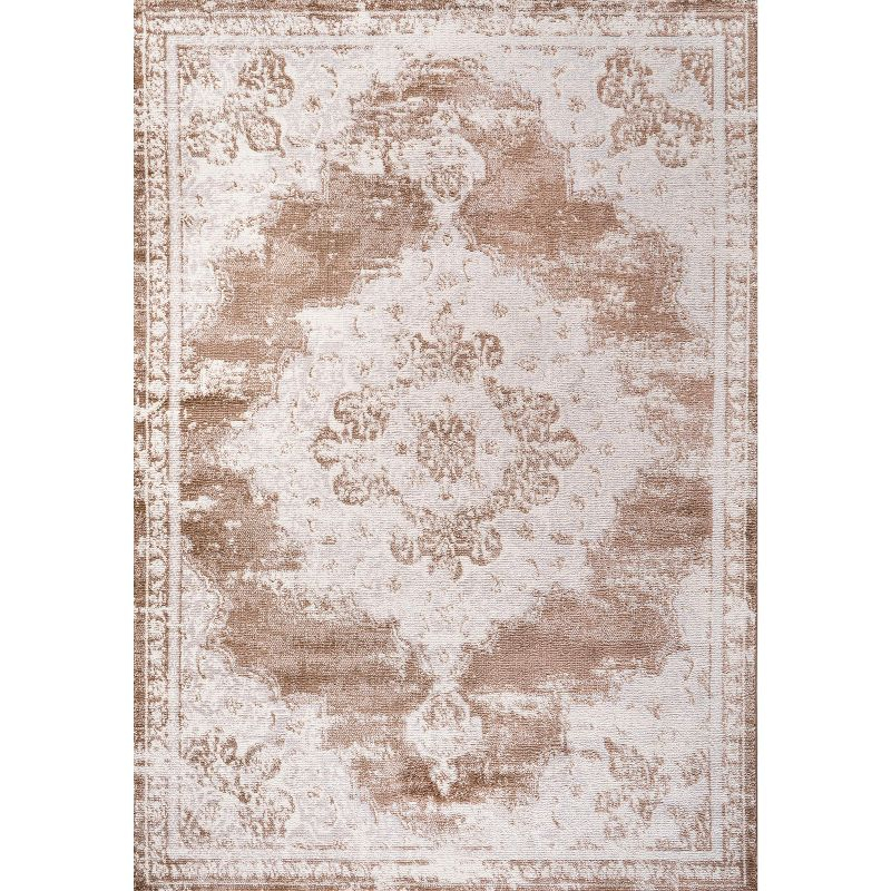 4'x6' Alhambra Ornate Medallion Modern Area Rug, Brown/Cream - JONATHAN Y
