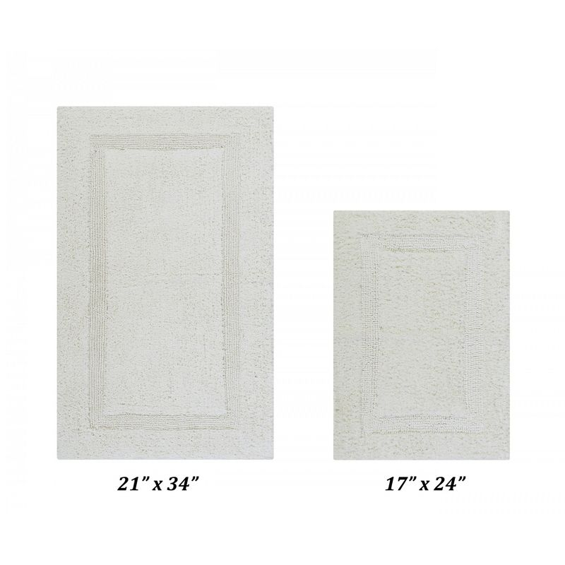 Better Trends Lux 100% Cotton Tufted Solid Reversible Bath Rug Set 2 PC (17" x 24" | 21" x 34") - Ivory
