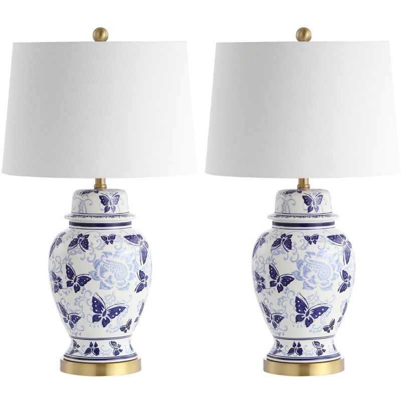 Hana Tbale Lamp (Set of 2) - 28 Inch Height - TBL4160 - Blue/White - Safavieh