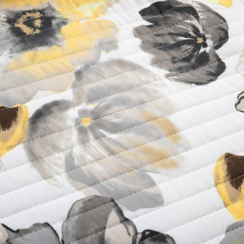 8pc Queen Leah Soft Reversible Oversized Quilt Set Yellow/Gray - Lush Décor