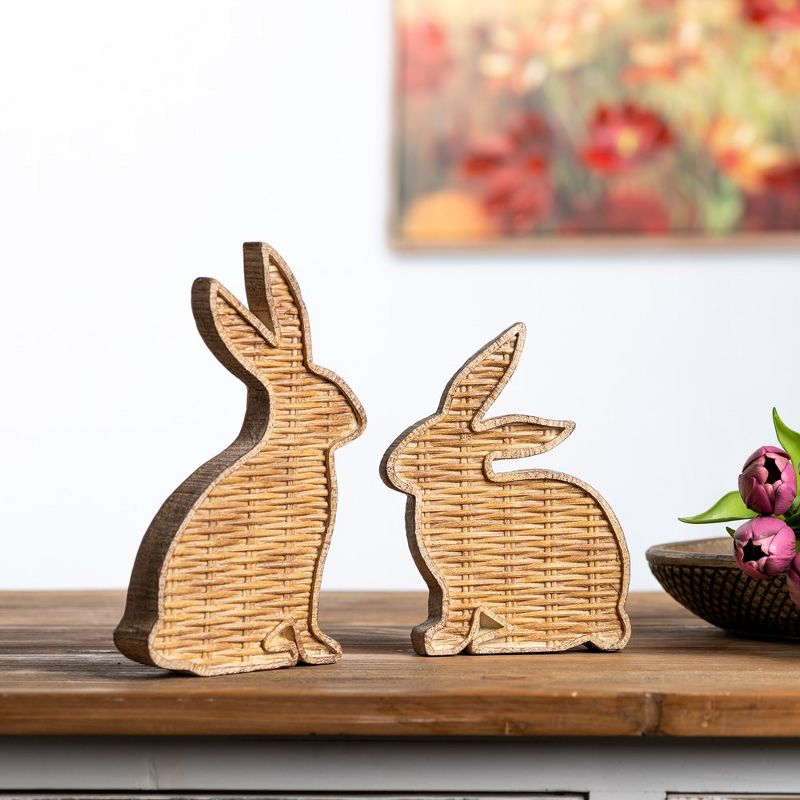 Wicker Design Rabbit Decor (Set of 2)
