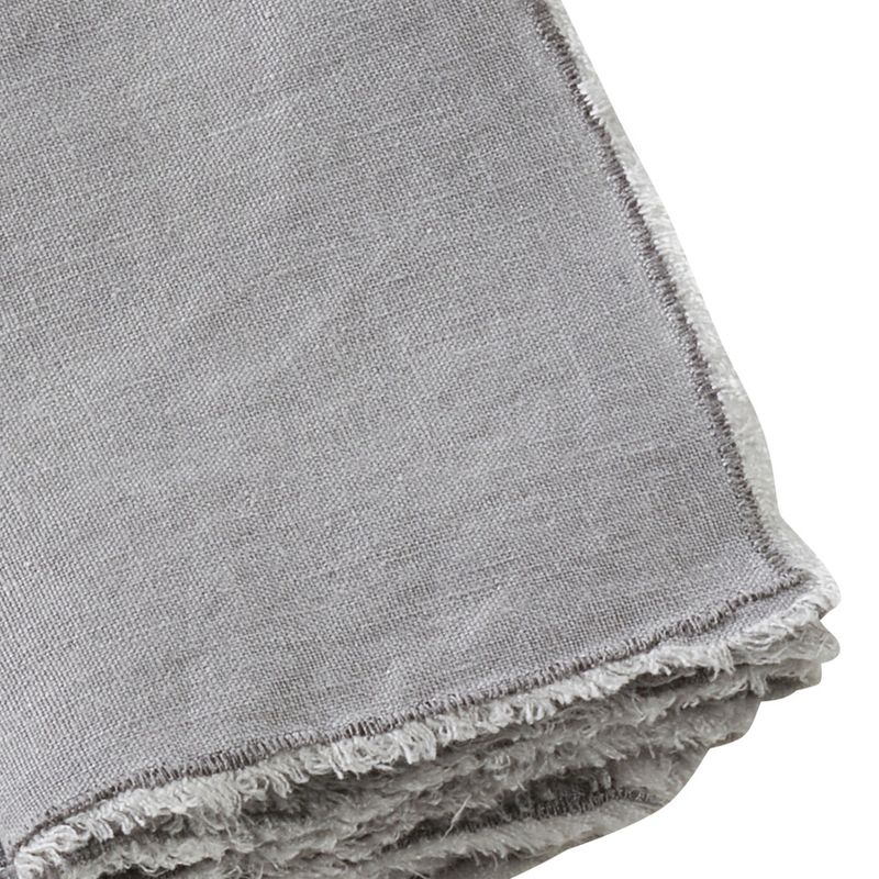 Saro Lifestyle Fringed Design Stone Washed Napkins (Set of 4), Grey