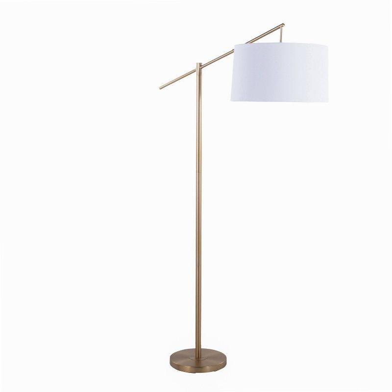 LumiSource Casper 69" Contemporary Metal Floor Lamp: Angular Body, Off-White Drum Shade, UL Listed