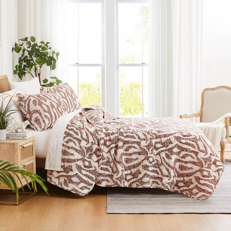 Southshore Fine Living Oversized Khari Lightweight 3-Piece Quilt Set Rust Full / Queen