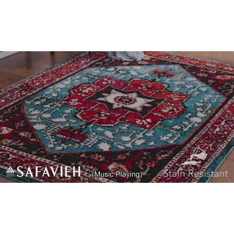 Vintage Hamadan VTH259 Power Loomed Area Rug - Red/Blue - 5'3"x7'6" - Safavieh.