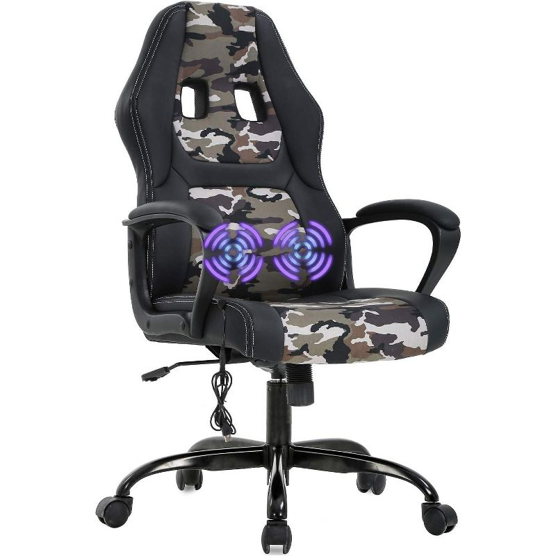 FDW Racing Gaming Chair Home Office Chair Ergonomic Desk Chair Massage PU Leather Computer Chair with Lumbar Support Headrest Armrest ,Camo
