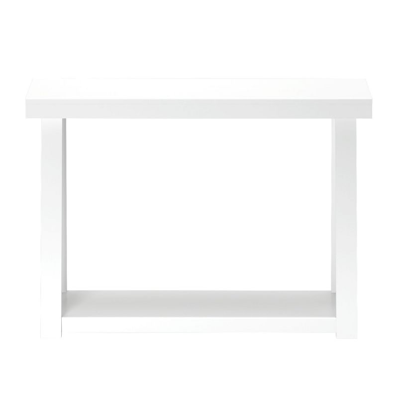Plank+Beam 46" Solid Wood Console Table with Storage, Sofa Table with Shelf, Narrow Entryway Table for Hallway, White