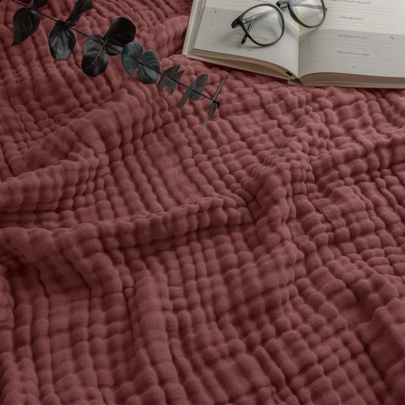 Muslin Blanket for Adults, Extra Large Twin 90” x 66” By Comfy Cubs - Wine