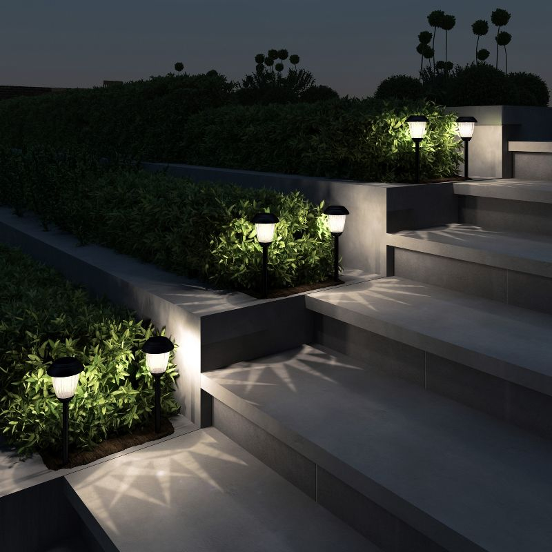 Nature Spring 16-in Stainless Steel Solar Garden Path Lights - Black, Set of 8