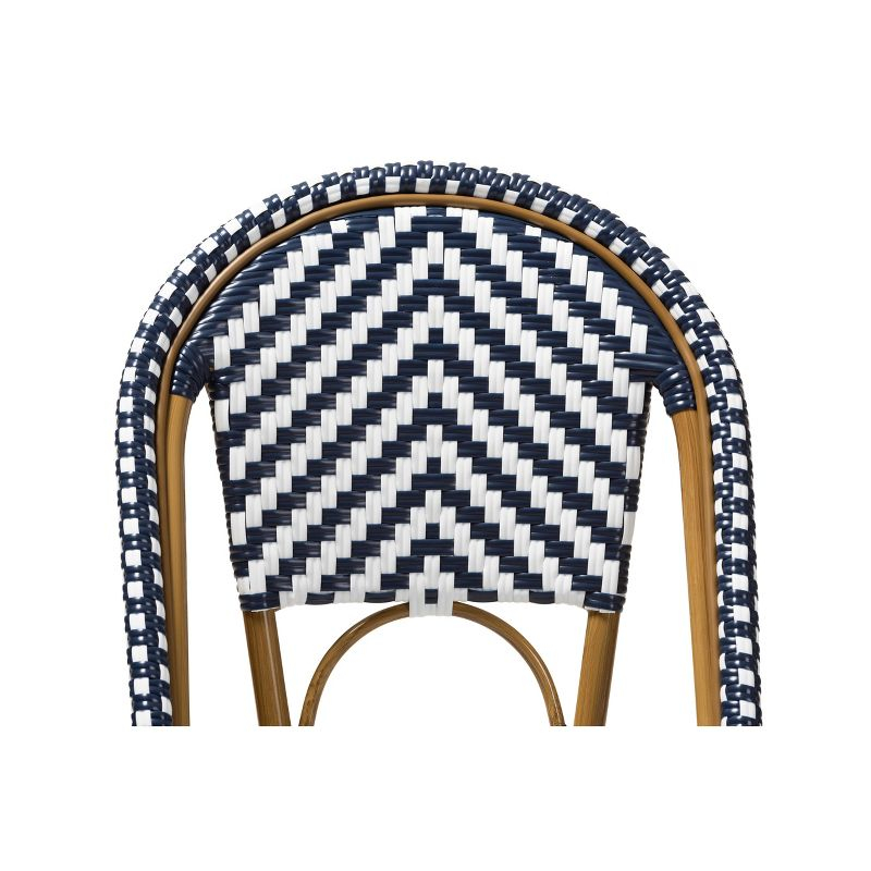 Set of 2 Celie Indoor and Outdoor Stackable Bistro Dining Chairs White/Blue - BaxtonStudio