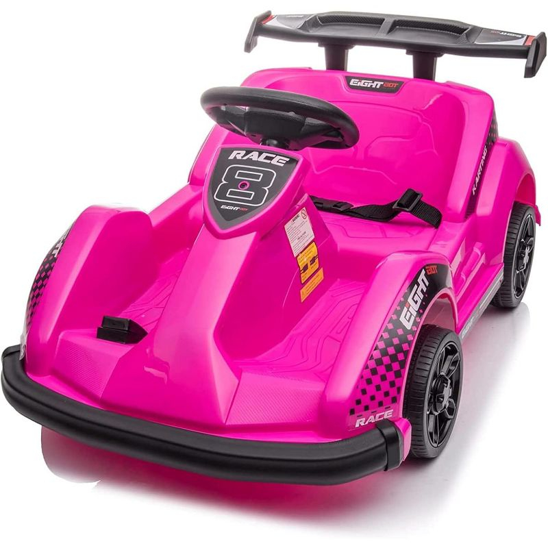 Costway 6V Electric Go Kart for Kids Electric Ride On Car w/ 2.4G Remote Control w/Soft Start Sound and Music Function Pink
