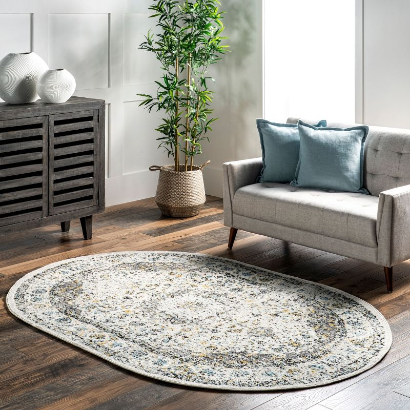 Nuloom Verona Vintage Persian Indoor Area Rug, Oval 5' x 8', Grey