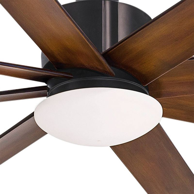 65" Minka Aire Modern Outdoor Ceiling Fan with LED Light Remote Control Coal Distressed Koa Opal Glass Wet Rated for Patio Gazebo