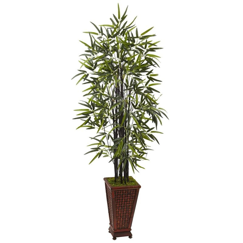 Nearly Natural 5.5’ Black Bamboo Tree in Decorative Planter