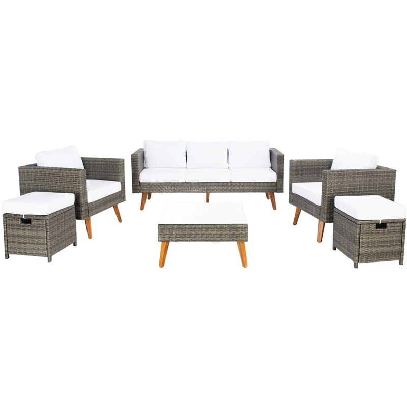 Presla 6 Pc Living Set - Indoor/Outdoor - PAT7715 - Grey Brown/White - Safavieh