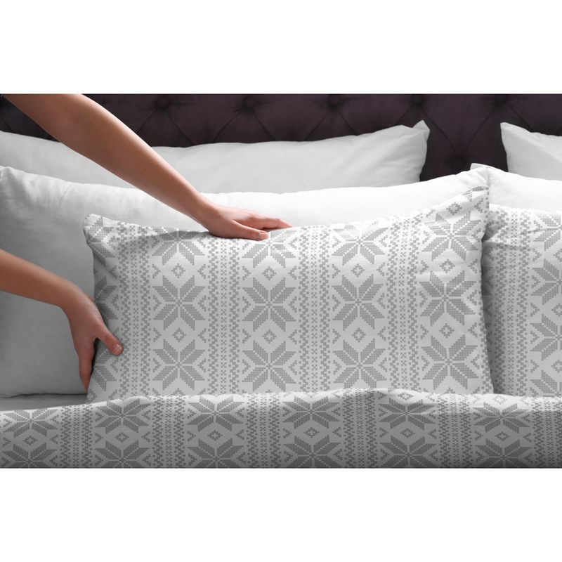 Pointehaven 175 GSM Fairisle 100% Cotton Superior Weight Flannel 3 pc Duvet Set, King/California King